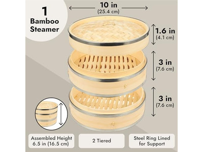 2 Layer Cabinet Factory Bamboo Steamer Basket