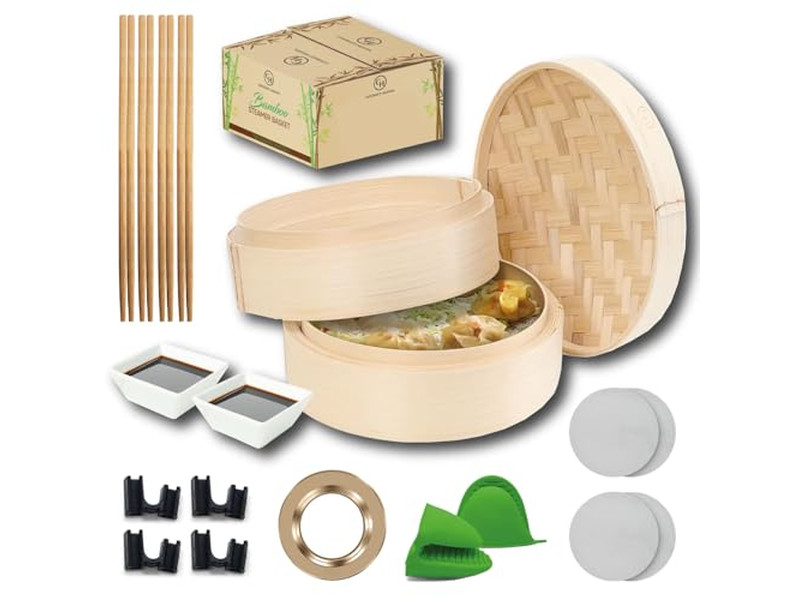 6 Momo Bun Steam Vegetables Bamboo Steamer Basket