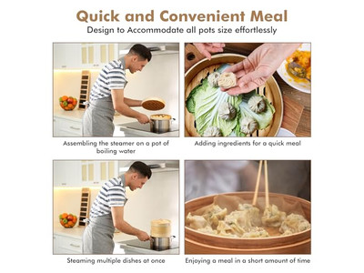 6 Momo Bun Steam Vegetables Bamboo Steamer Basket