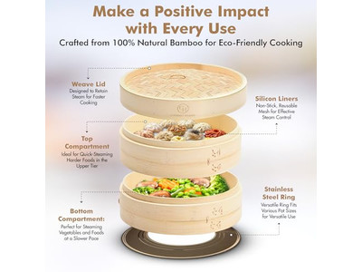6 Momo Bun Steam Vegetables Bamboo Steamer Basket