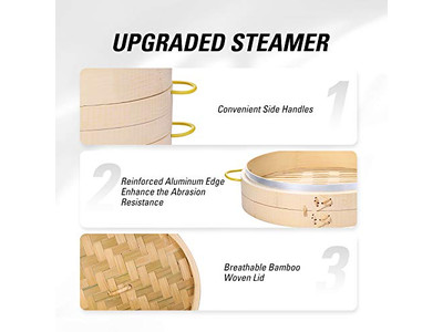 Bamnboo Kitchen 3 Layer Bamboo Steamer Basket