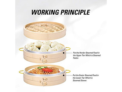 Bamnboo Kitchen 3 Layer Bamboo Steamer Basket