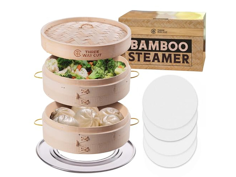 Folding Steaming 10 Inch Bamboo Steamer Basket