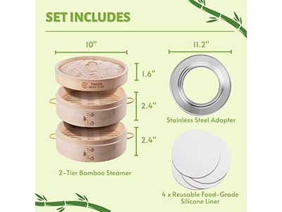 Folding Steaming 10 Inch Bamboo Steamer Basket