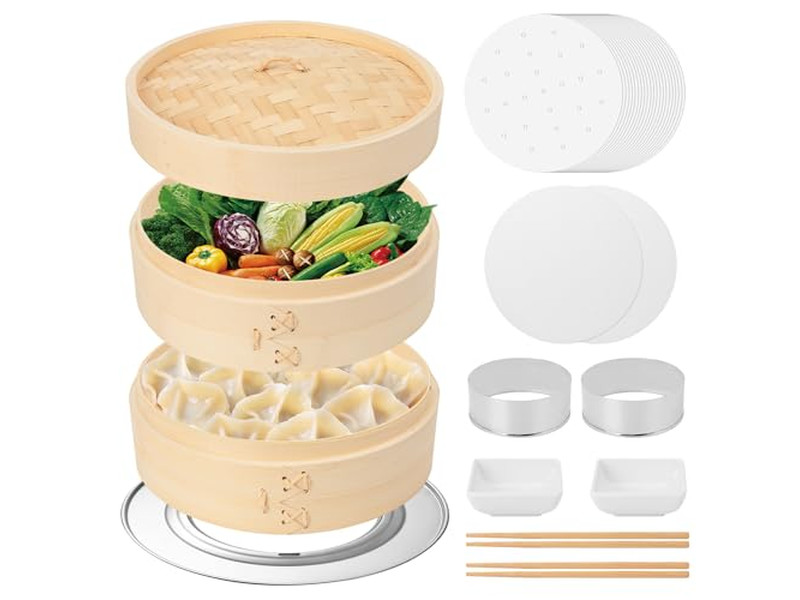 Gas Food Silicone Bamboo Steamer Basket