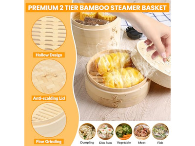 Gas Food Silicone Bamboo Steamer Basket