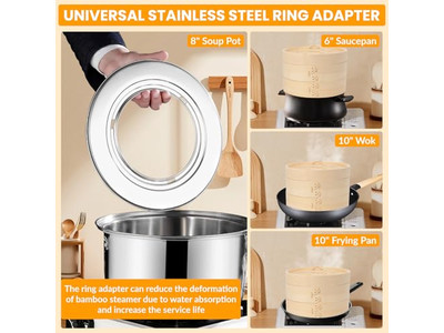 Gas Food Silicone Bamboo Steamer Basket
