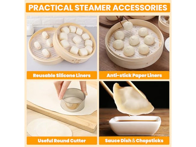 Gas Food Silicone Bamboo Steamer Basket