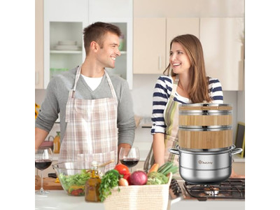 Pot Sets Cookware Bamboo Steamer Basket