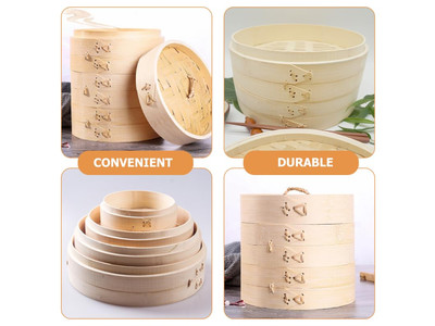 Products Steamers 3 Tier Bamboo Steamer Basket