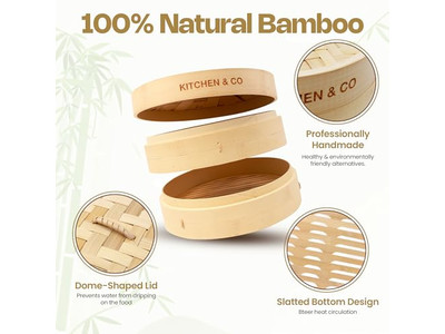 Wide Egg Wok Rack Wood Pot Bamboo Steamer Basket