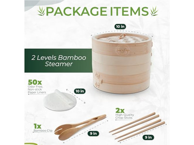 With Lid Deep Pot Broccoli Bamboo Steamer Basket