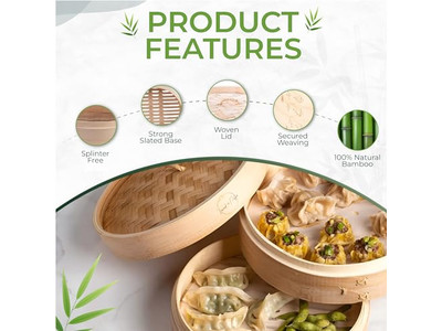 With Lid Deep Pot Broccoli Bamboo Steamer Basket