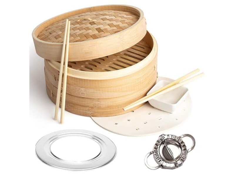 Wood Set Bun Food 8 Dumpling Bamboo Steamer Basket