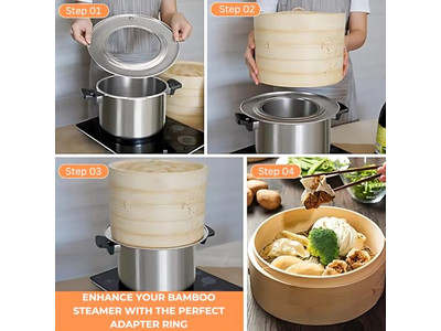 Wood Set Bun Food 8 Dumpling Bamboo Steamer Basket